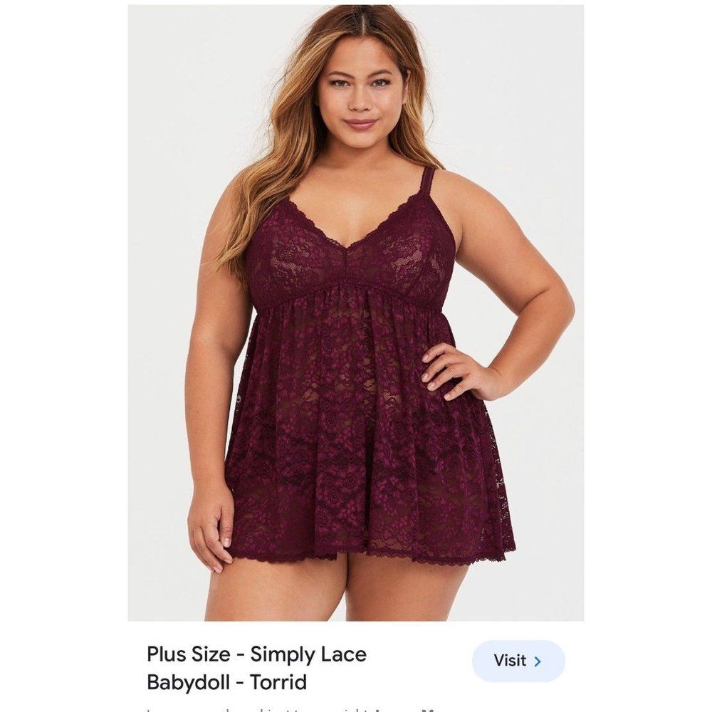 Torrid size 2 purple lace babydoll lingerie top nightgown